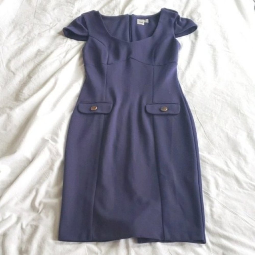 ASOS blue dress with gold buttons sz 4